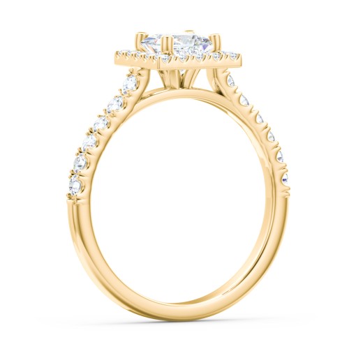 Diamond Halo Engagement Ring Micro-Pavé Accents – 10K Yellow Gold with Lab Diamond