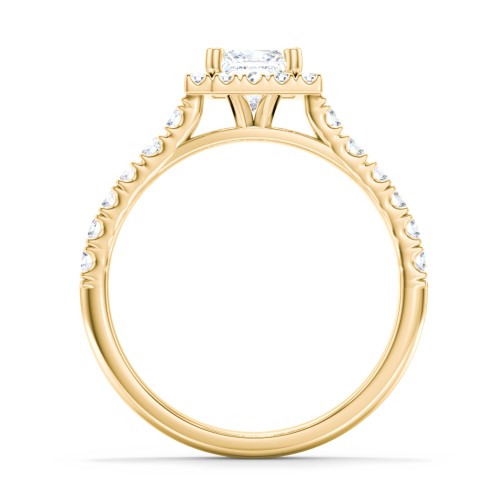 Diamond Halo Engagement Ring Micro-Pavé Accents – 10K Yellow Gold with Lab Diamond
