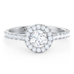 Diamond Halo Engagement Ring Micro-Pavé Accents