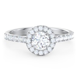 Diamond Halo Engagement Ring Micro-Pavé Accents