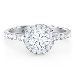 Diamond Halo Engagement Ring Micro-Pavé Accents