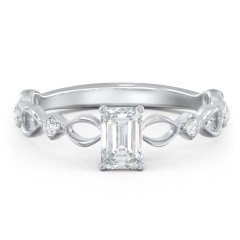 Modern Diamond Twisted Band Ring with Accents – 14K White Gold with Diamond