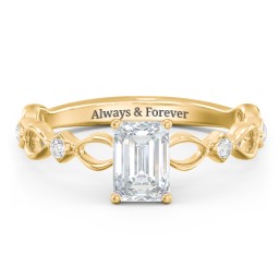 Modern Diamond Twisted Band Ring with Accents in 10K Solid Yellow Gold with 04DIAM-EM-1.00-SI1-G-G and Diamond