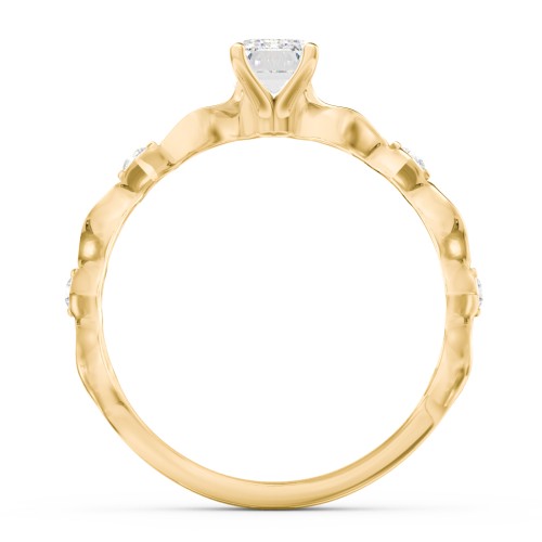 Modern Diamond Twisted Band Ring with Accents – 10K Yellow Gold with Diamond