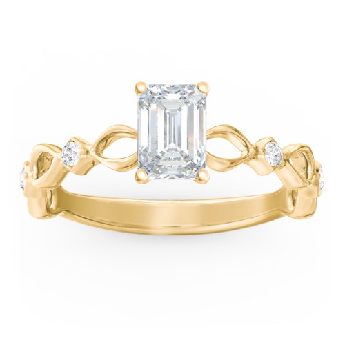 Modern Diamond Twisted Band Ring with Accents – 10K Yellow Gold with Diamond