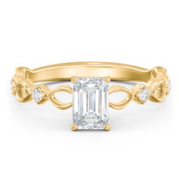 Modern Diamond Twisted Band Ring with Accents in 10K Solid Yellow Gold