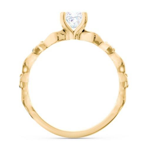 Modern Diamond Twisted Band Ring with Accents – 10K Yellow Gold with Diamond