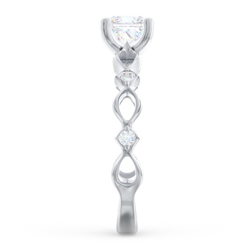 Modern Diamond Twisted Band Ring with Accents – 14K White Gold with Diamond