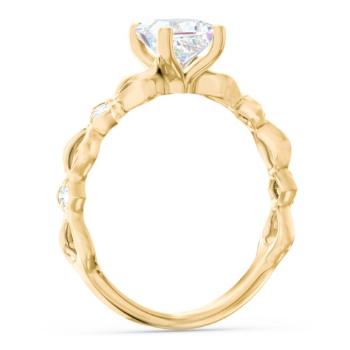 Modern Diamond Twisted Band Ring with Accents – 10K Yellow Gold with Diamond