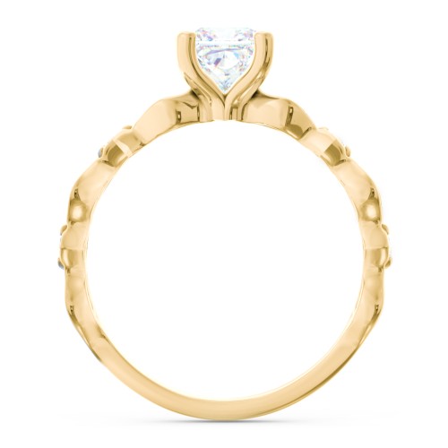 Modern Diamond Twisted Band Ring with Accents – 10K Yellow Gold with Diamond