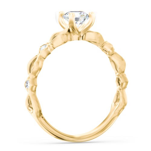 Modern Diamond Twisted Band Ring with Accents – 10K Yellow Gold with Diamond