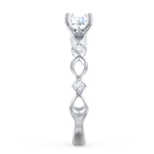 Modern Diamond Twisted Band Ring with Accents – 14K White Gold with Diamond