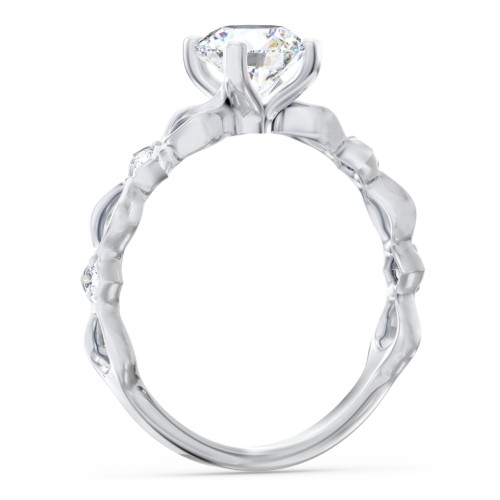 Modern Diamond Twisted Band Ring with Accents – 14K White Gold with Diamond
