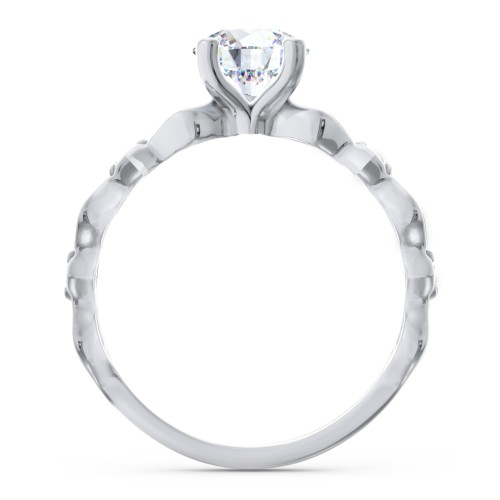 Modern Diamond Twisted Band Ring with Accents – 14K White Gold with Diamond