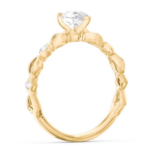 Modern Diamond Twisted Band Ring with Accents – 10K Yellow Gold with Diamond