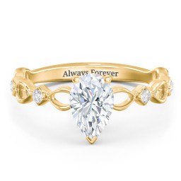 Modern Diamond Twisted Band Ring with Accents in 10K Solid Yellow Gold with 04DIAM-PE-1.00-SI1-F-G and Diamond
