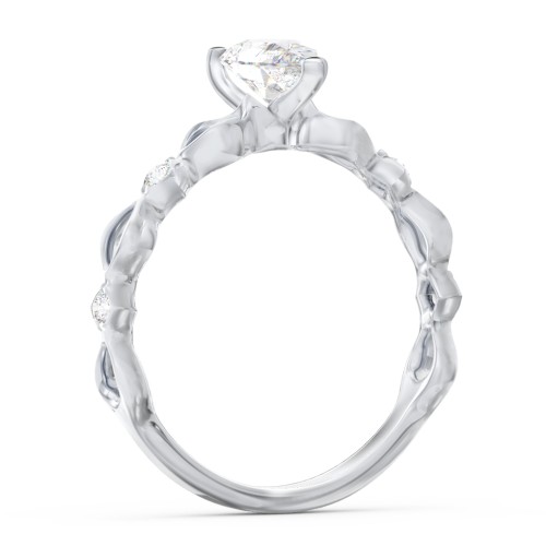 Modern Diamond Twisted Band Ring with Accents – 14K White Gold with Diamond