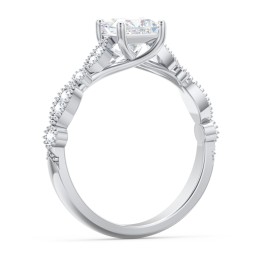 Vintage Diamond Ring with Milgrain Leaves and Accents