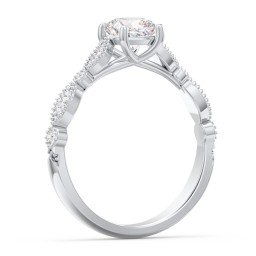 Vintage Diamond Ring with Milgrain Leaves and Accents