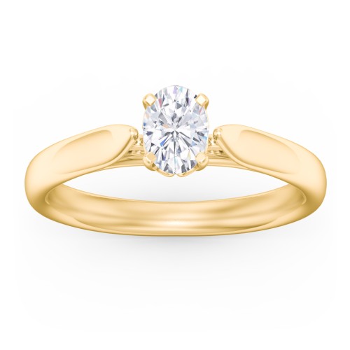 Classic Solitaire Engagement Ring with Cathedral Setting – 10K Yellow Gold