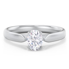 Classic Solitaire Engagement Ring with Cathedral Setting – 14K White Gold