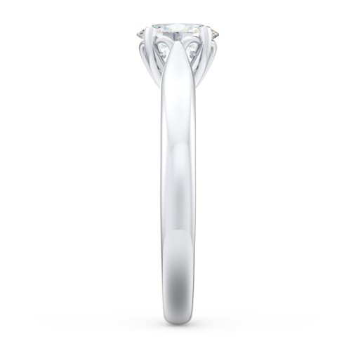 Classic Solitaire Engagement Ring with Cathedral Setting – 14K White Gold