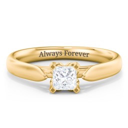 Classic Solitaire Engagement Ring with Cathedral Setting in 10K Solid Yellow Gold with 04LABDIAM-PC-0.50-VS2-F-G