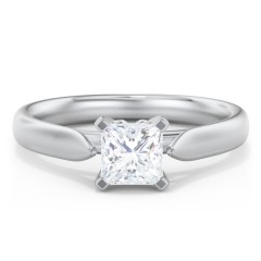Classic Solitaire Engagement Ring with Cathedral Setting – 14K White Gold