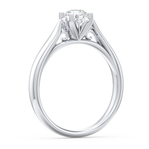 Classic Solitaire Engagement Ring with Cathedral Setting – 14K White Gold