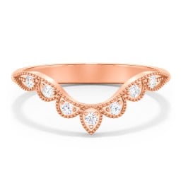 Vintage Curved Leaf Band with Diamond Accents