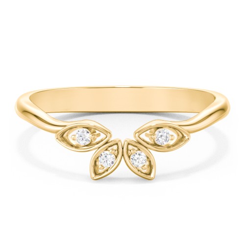 Marquise Element Band with Accents stones – 10K Yellow Gold with Diamond
