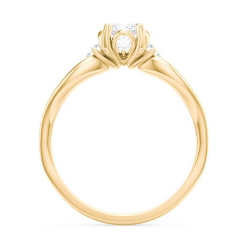 3 Stone Diamond Engagement Ring with Split Shank and Peek-A-Boo Accents
