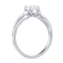 3 Stone Diamond Engagement Ring with Split Shank and Peek-A-Boo Accents