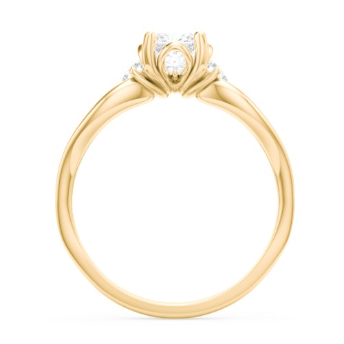 3 Stone Diamond Engagement Ring with Split Shank and Peek-A-Boo Accents