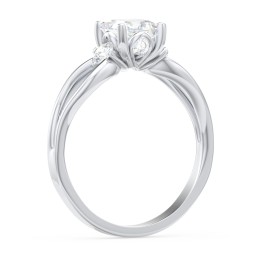 3 Stone Diamond Engagement Ring with Split Shank and Peek-A-Boo Accents