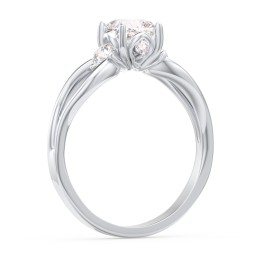 3 Stone Diamond Engagement Ring with Split Shank and Peek-A-Boo Accents