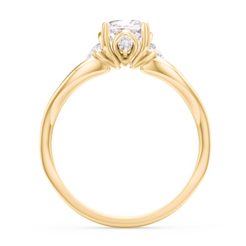 3 Stone Diamond Engagement Ring with Split Shank and Peek-A-Boo Accents
