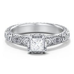 Diamond Solitaire Ring with Pierced Hollow Band