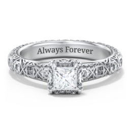 Diamond Solitaire Ring with Pierced Hollow Band