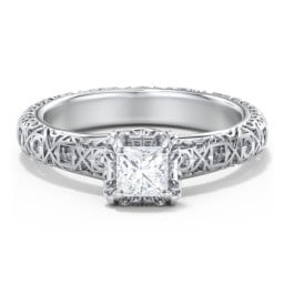 Diamond Solitaire Ring with Pierced Hollow Band