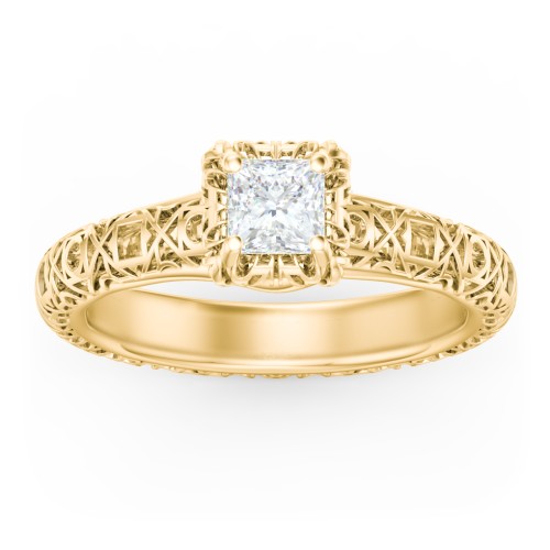 Diamond Solitaire Ring with Pierced Hollow Band
