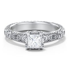 Diamond Solitaire Ring with Pierced Hollow Band