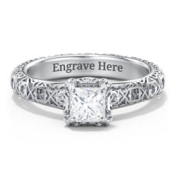Diamond Solitaire Ring with Pierced Hollow Band