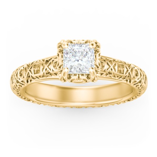 Diamond Solitaire Ring with Pierced Hollow Band