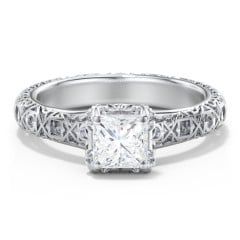 Diamond Solitaire Ring with Pierced Hollow Band