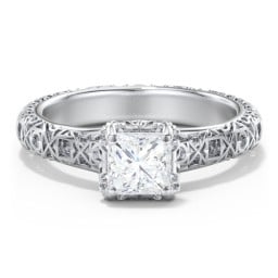 Diamond Solitaire Ring with Pierced Hollow Band