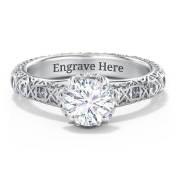 Diamond Solitaire Ring with Pierced Hollow Band