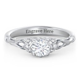 Vintage Solitaire Engagement Ring with Filigree and Infinity Designs