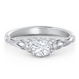 Vintage Solitaire Engagement Ring with Filigree and Infinity Designs