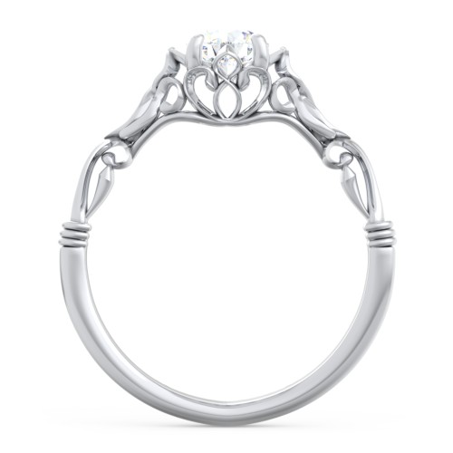 Vintage Solitaire Engagement Ring with Filigree and Infinity Designs – 14K White Gold